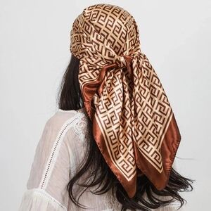 Luxury Print Square Silky Scarf Scarf Top Headwraps